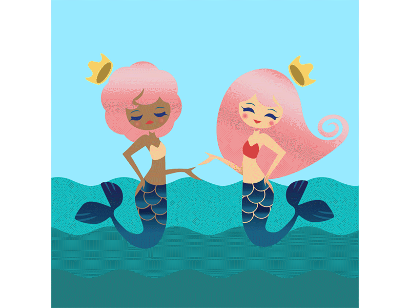 Mermaids banner 2d animated banner animation animation 2d banner mermaid mermaids summer vector art vectorart vectorillustration waves