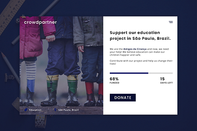 Crowdfunding Campaign - Daily UI Challenge #032 brazil crowdfunding crowdfunding campaign dailyui dailyui032 design education projects ui ui ux uxdesign web webdesign