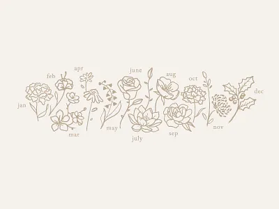 Custom Birth Flower Illustration branding florals hand drawn icons illustration illustrator marketing marketing campaign minimal product design small business vector