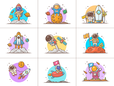 Spaceman! 👨‍🚀🧑‍🚀 alien astronaut character cute flight galaxy helmet icon illustration logo mascot moon planet rocket space spaceman spaceshuttle star stars suit