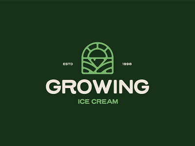 Growing Ice Cream agro brand branding design farm gelato green grow growing ice cream icon logo logodesign minimal natural nature organic sun
