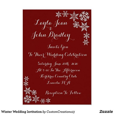Winter Wedding Invitation celebration engagement invite invites married wedding weddinginvite winter zazzle