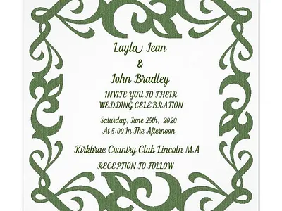 Green Elegant Wedding Invitation celebrate celebration engagement green invite invites married newlyweds pretty wedding zazzle