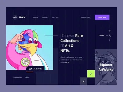 NFT Header - Dark Version🔥🤘 crypto design eth illustration landing landing page nft trend ui uidesign uiux web web desgin website