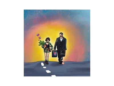 Leon and Mathilda colors graphic design illustration leon movie art movies procreate
