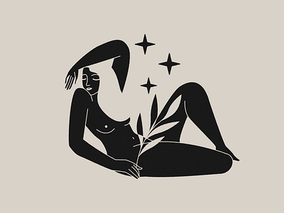 Goodnight body bodypositive branding esoteric female feminine girl illustration lineal magical mystic night nude stars woman woman illustration