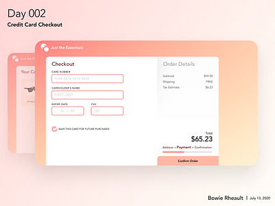 Credit Card Checkout dailyui ui web