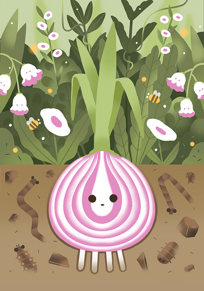 Onion character cute design green illustration
