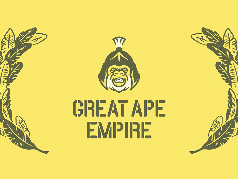 Great Ape Empire ape illustration banana leaves branding centurion empire gorilla great ape logo logo mark roman empire
