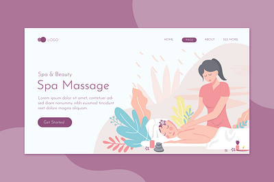 Spa Massage Wellness Salon Flat Concept beauty care clinic deluxe flyer health illustration landing massage print promote salon skin spa templates website women