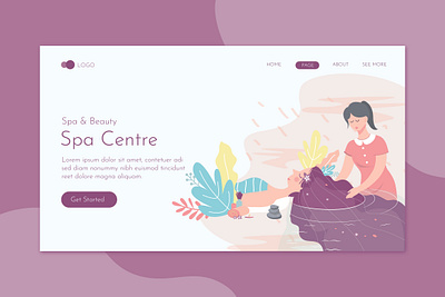 Spa Massage Salon Landing Page Flat Concept beauty care clinic deluxe flyer health massage print promote salon skin spa templates women