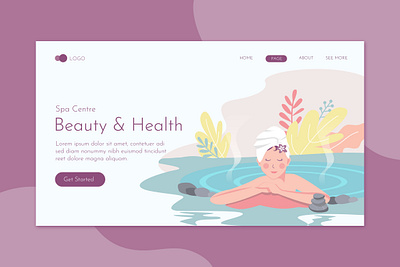 Beauty & Health Landing Page Template beauty care clinic deluxe flyer health illustration landing massage print promote salon skin spa templates website women