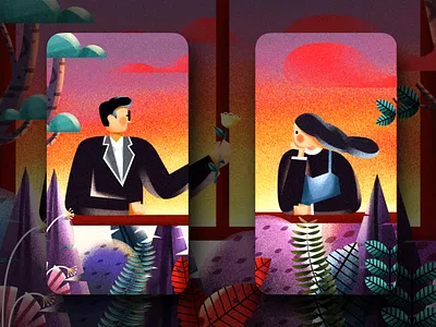 与你相遇💕 app boys branding character design design flat girls illustration plants typography web website