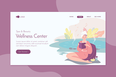 Wellness Center Beauty Spa Salon Flat Concept beauty care clinic deluxe flyer health illustration landing massage print promote salon skin spa templates website women