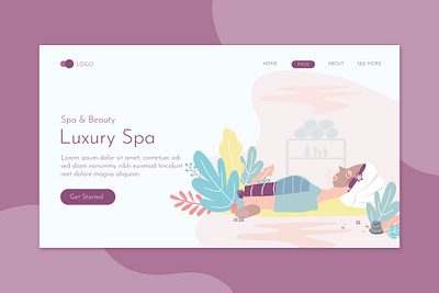 Luxury Spa Landing Page Flat Concept beauty care clinic deluxe flyer health illustration landing massage print promote salon skin spa templates website women