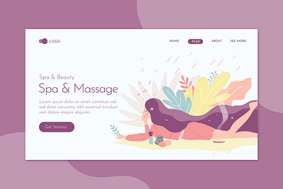 Spa & Massage Salon Landing Page beauty care clinic deluxe flyer health illustration landing massage print promote salon skin spa templates website women