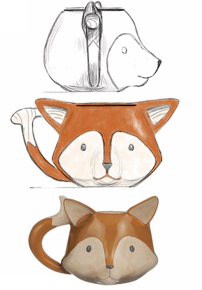 Fox mug animal ceramic cute designer drink food fox gift home mug novelty tabletop