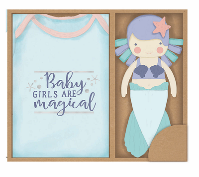 Baby gift set plush and onesie with package concept baby cute cute art design mermaid onesie plush printedart toy typedesign