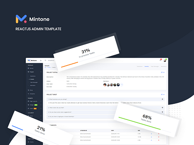 Mintone Reactjs Admin Template admin admin dashboard admin dashboard template admin design admin panel admin template admin templates admin theme branding product design project project details project management react react admin template reactjs sass ui uidesign uiux