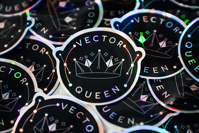 Vector Queen - 2” Die-Cut Holographic Laminated Sticker geometric holographic illustration queen simple sticker vector vinyl