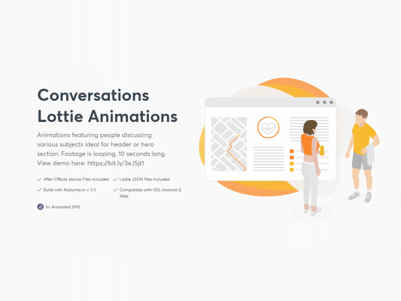 Fitness chat animation - Lottie animated animation blob browser chat discussion fitness health lottie lottiefiles man map people talk woman