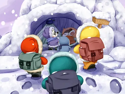 大家终于来到了老鼠爷爷的家 app branding character design childrens illustration design flat illustration snow typography website