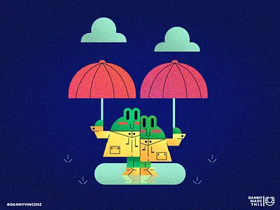 Rainfrogs adobe illustrator cute friends frogs fun gradient grain illustration illustrator rain raincoat texture vector weather