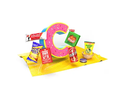 C - 36 Days of Type 36daysoftype 3d art 3d concept 3d lettering 3ddesign abstract adobe dimension candies design india indian nostalgia letter art