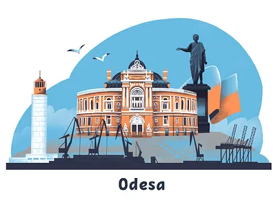 Cities of Ukraine: Save Odesa architecture art city cityscape design design studio digital art digital illustration digital painting graphic design illustration illustration art illustrator odesa procreate stand with ukraine stop war in ukraine ukraine ukrainians urban