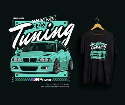 BMW M3 E46 Tunning Car T-Shirt Illustration automotive car design drift illustration poster race sport sport car t shirt tee vector vehicle