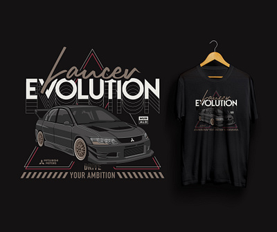 Mitsubishi Lancer Evolution Sport Car Illustration automotive car design drift illustration japan jdm poster race sport sport car tee vector vehicle