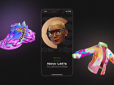 Genies: 3D Avatars 3d animation app avatar clean creation dark design interface loader minimal mobile nft tool ui ux