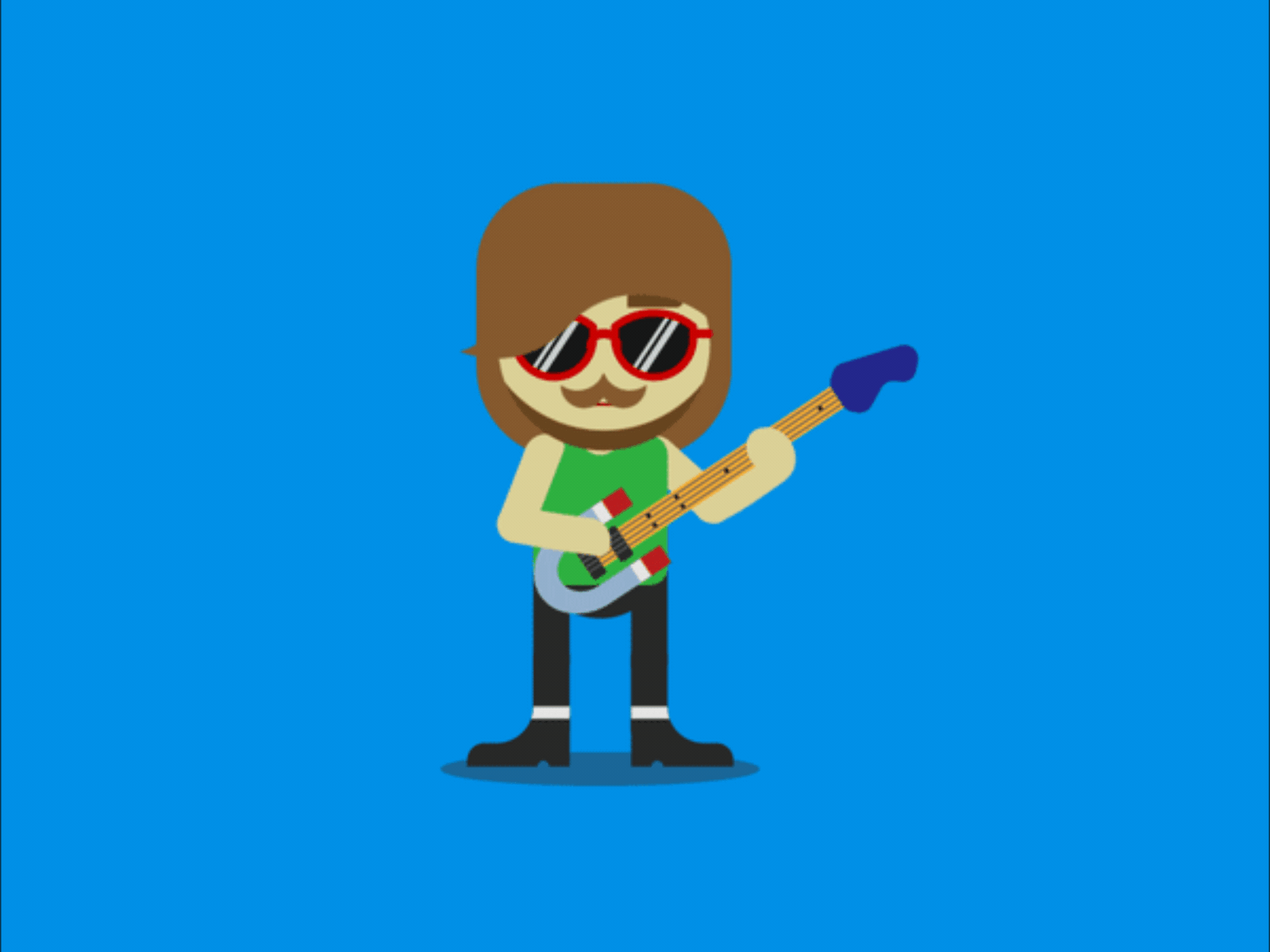 Magnetic Rockstar aftereffects animated animated gif animation design flat guitar guitarist illustration magnet