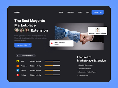 Web concept Dark mode app black blue branding colour darkmode design fintech header illustration logo minimal product ui ux web app website