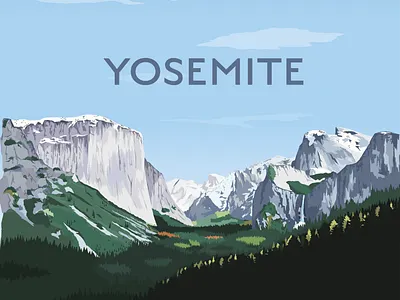 Yosemite Valley bears california climbing design illustration illustrator print rocks sanserif travel trees typogaphy vector vintage yosemite yosemite valley