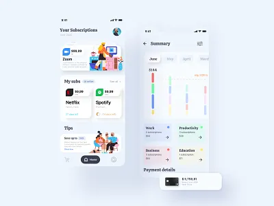 Subscription Management – App Design app app design concept design graphic illustration interface mobile mobile app typography ui ux uxui web