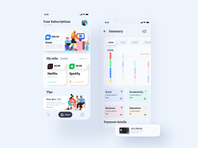 Subscription Management – App Design app app design concept design graphic illustration interface mobile mobile app typography ui ux uxui web