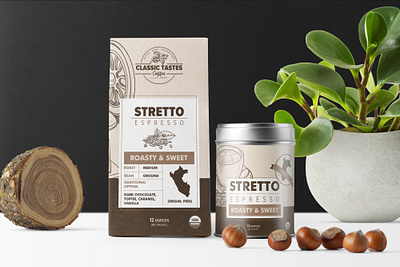 Classic Tastes Coffee (Package Design) branding design illustration logo retro