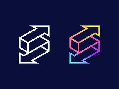 S + Arrows | Option 2 3d abstract arrows brand brand identity branding clever colors creative geometric gradient icon illusion isometric lines logo mark monogram smart symbol
