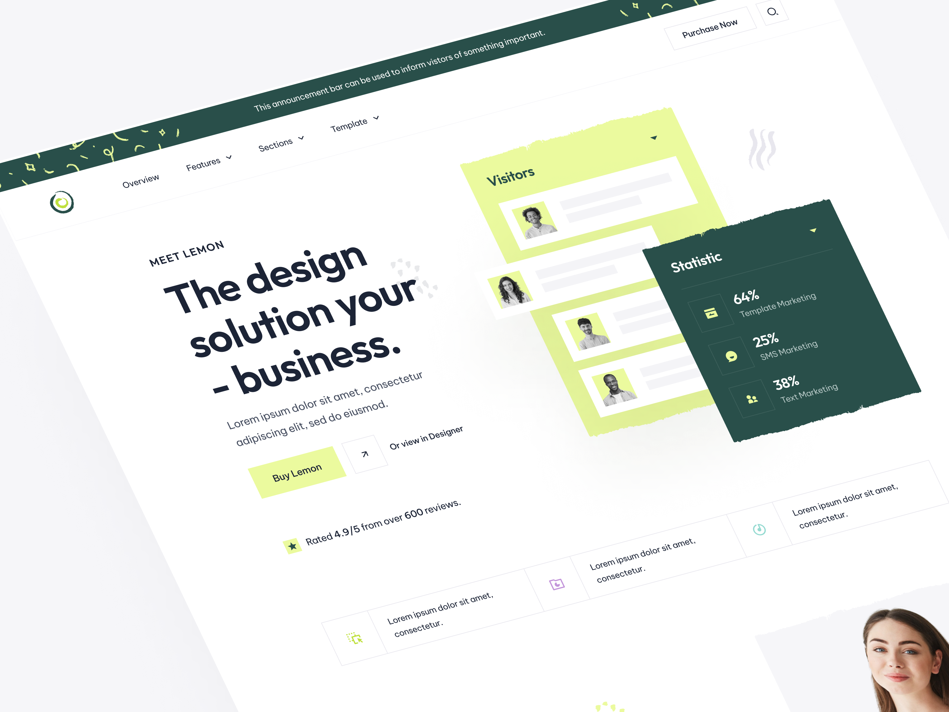 Lemon ✦ Technology Template Hero design hero landing landing page startup tech technologhy template typography ui ux webflow website website hero