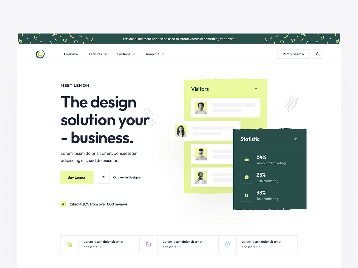 Lemon Technology Template Hero by Erşad Başbağ for Flowbase on Dribbble