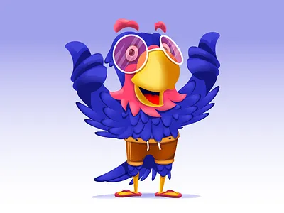 Pink beard parrot beard bird character drawing illustration mascot parrot pink summer