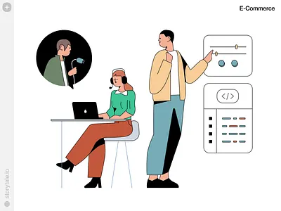 New E-commerce Illustrations 🌟 colorful connection design ecommerce illustration product storytale technologies vector web work workflow