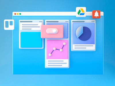 Trello's board 3d 3d artist 3d illustration app cinema4d illustration interface logo octanerender ui