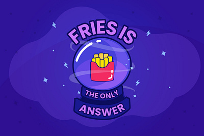 fries is my answer art crystal ball design fries illustration magic original art