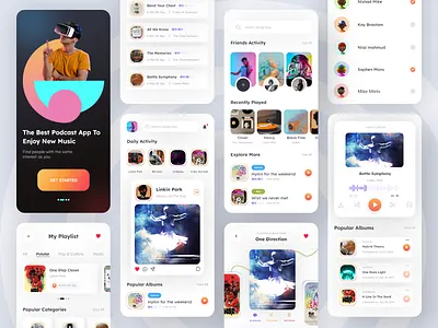Podcast Mobile Application Design (Light Version) animation app audio clean design financial minimal mobile musicapp podcast podcasters podcasting podcasts spotify steaming streamingapp ui uidesign website