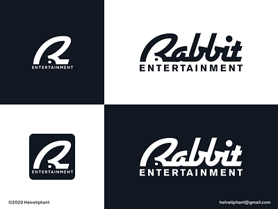 Rabbit Entertainment - proposal brand design brand designer branding creative logo custom lettering entertainment expressive typography icon logo logo design logo design concept logo designer logotype negative space logo r letter logo rabbit rabbit logo script lettering typography wordmark