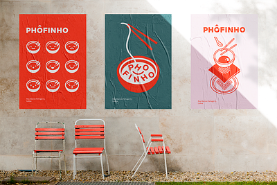 Phôfinho Posters advertising asian food branding character illustration line minimal noodles pho poster poster a day poster art poster design restaurant wheatpaste