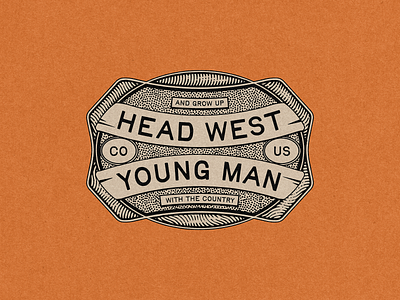 Head West Badge badge badge design colorado graphic design illustration texture vintage vintage illustration west young man