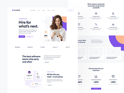 VanillaHR ✦ Landing Page about page contact design landing landing page typography ui ux